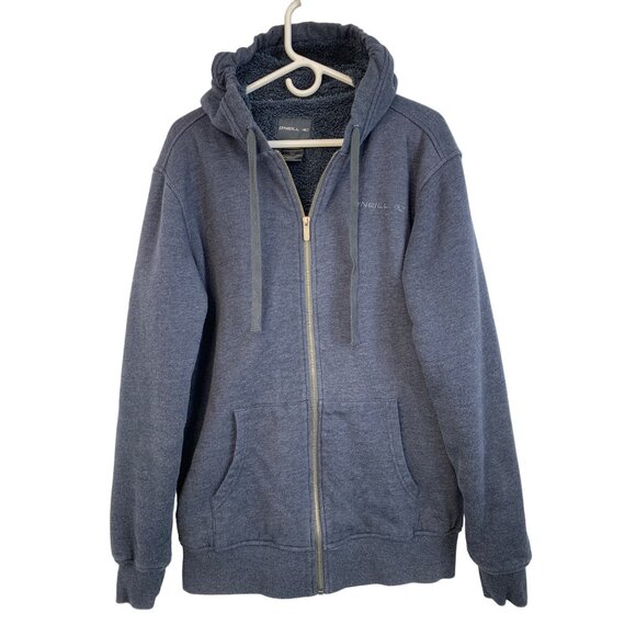 Mens O'Neill Zip Front Sweatshirt Hoodie Fur Lined Longline Cozy Warm GUC 7010 - Picture 2 of 13